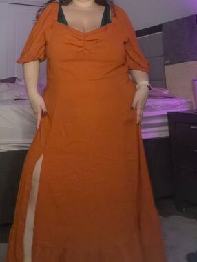 Cider Burnt Orange Maxi Dress with Side Slit